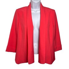Evan Picone Black Label Jacket Women's Size 8 Open Front Blazer 3/4 Sleeve Pink