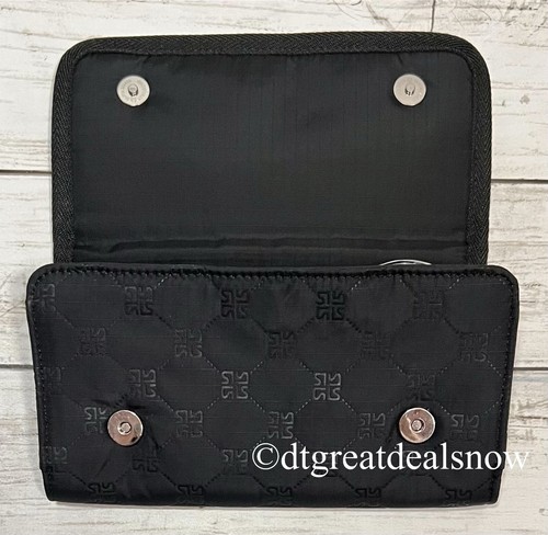 LeSportsac Addie Wallet LEMONO DEBOSS Black Lightweight 2779 H046 Zip - Picture 4 of 12