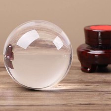 120mm Clear Divination Crystal Ball Meditation Glass Sphere with Wooden Stand