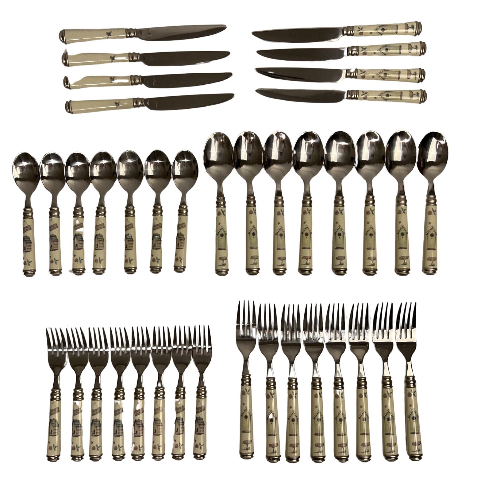 NEW Pfaltzgraff Naturewood Stainless Steel Flatware 39 Piece Set