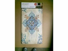 Bloomfield Comfort Kitchen Mat 20 in x 39 in Tan, Blue Pattern 20 in x 39 in