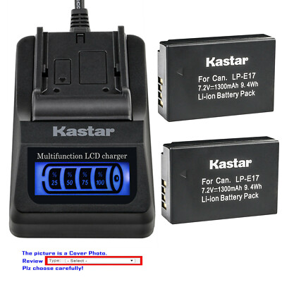 Kastar Battery LCD Quick Charger for Canon LP-E17 LC-E17 & Canon EOS M6 Camera