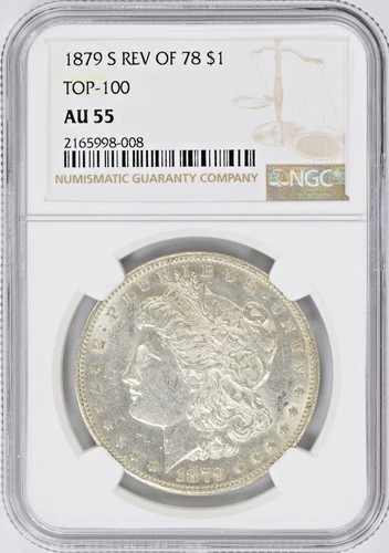 1879-S REV OF 78 Morgan Silver Dollar TOP-100 NGC AU55
