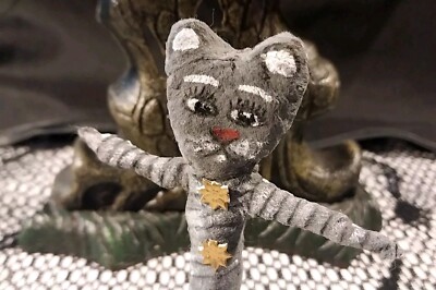 Vintage Like Spun Cotton Kitty Cat - Hand Painted  & One Of A Kind...
