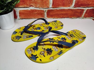 HERREN HAVAIANAS UK 11 MARINEBLAU GELB MINIONS SLIPPER FLIP FLOP STRAND URLAUB SANDALEN