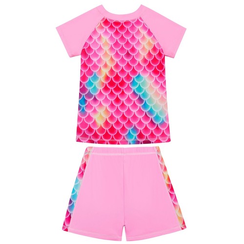 Girls Beachwear Set Bathing Suits Fish Scale Print Swimsuit Comfortable Shorts - Picture 8 of 38