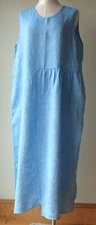 FLAX Designs   Linen  Sybil Dress  L   NWT  Linen Dress OCEAN YARN DYE