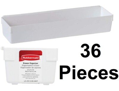 36 Pieces Rubbermaid Drawer Organizer Rectangular 12'' x 3'' x 2'' White # 2912