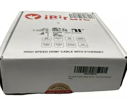 iBirdie 25 ft HDMI 4K High Speed Ultra HD W/ Ethernet 2160p 24K Gold Plate 24AWG - Picture 11 of 11