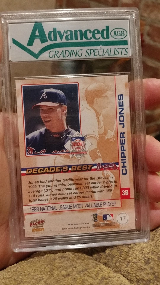 Chipper Jones 2001 年太平洋 #17 Chipper Jones 完好 9 名堂 NL Decades 最佳 — 第 2/2 张图片