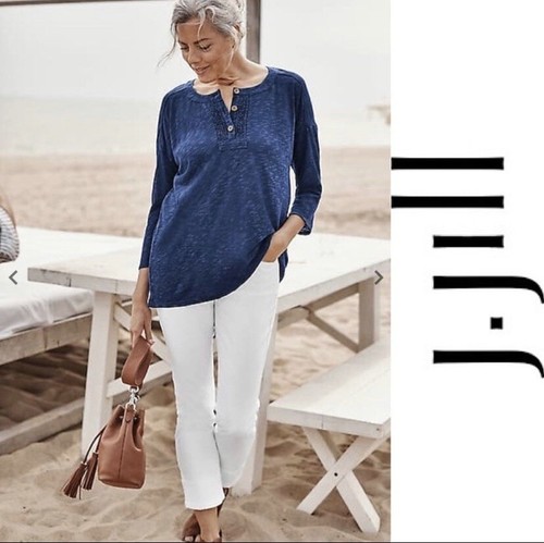 J.JILL Henley Tunika Damen royalblau 3/4 Arm Größe XS