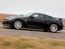 Cars black nissan roads side view skyline gt Desk Mat Stitched