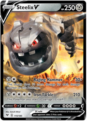 POKEMON STEELIX V 115/185 VIVID VOLTAGE ULTRA RARE HOLO NEAR MINT