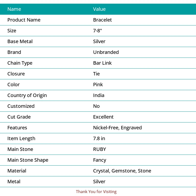 Brazalete de plata de ley 925 con piedras preciosas de rubí 7-8" h193 Foto 2 de 4