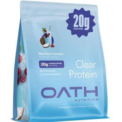 Protein Powder Whey Isolate 20g Clear Blue Razz Coconut Oath Nutrition Complete
