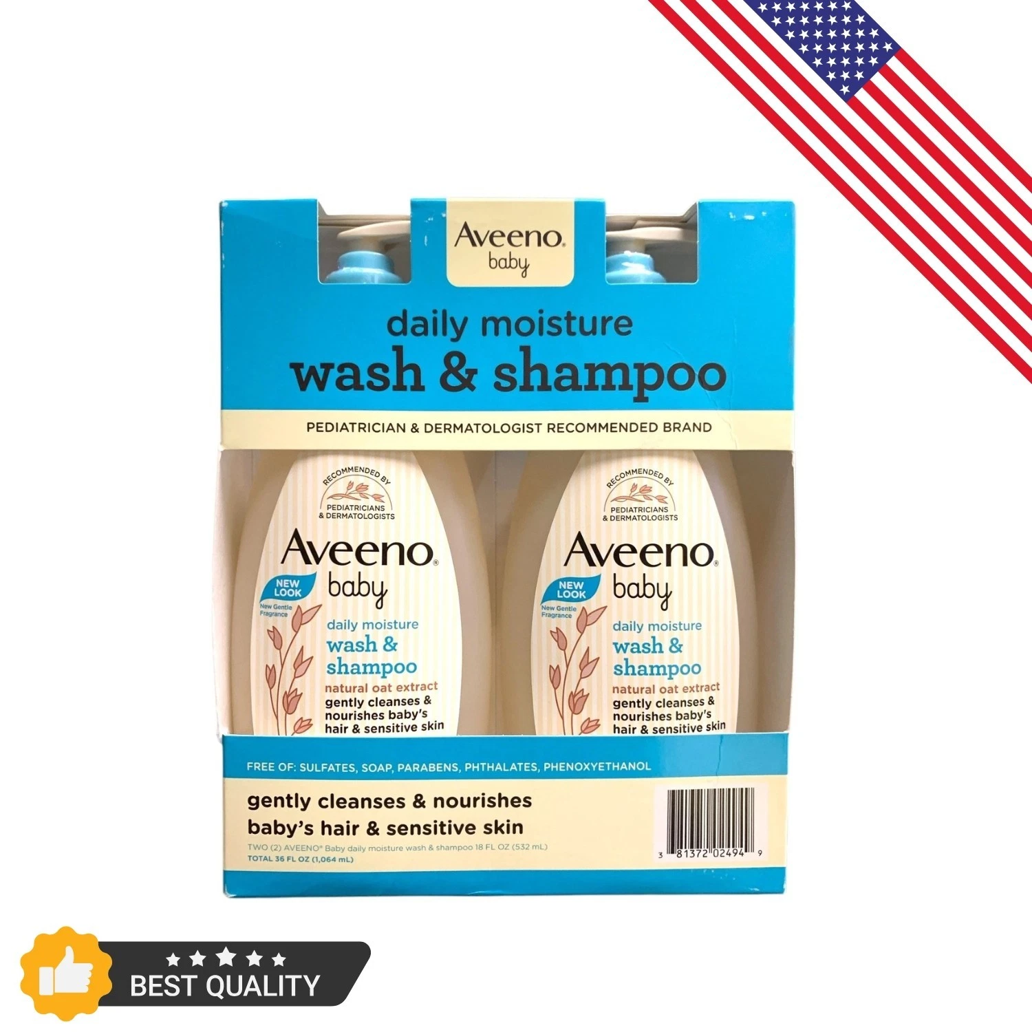 Aveeno Baby Daily Moisture Wash & Shampoo, 2 Pack, 18oz each, Lightly Scented
Opens in a new window