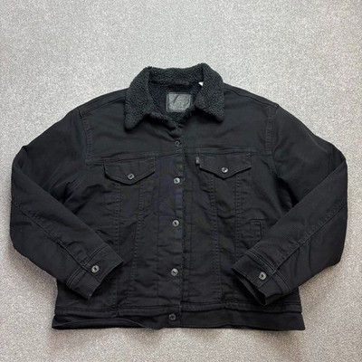 Levis Jeansjacke Damen Large Black Tab Sherpa gefüttert Fleece Trucker Lady*