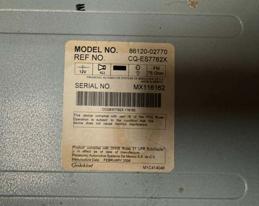 2011-2015 Toyota Scion TC IQ Pioneer CD Radio Receiver T1819 OEM