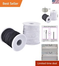 Elastic String for Bracelets, 2 Rolls 1 mm Sturdy Stretchy Elastic Cord for J...