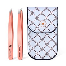 Expert Slant and Point Tip Tweezer Set with Exclusive Travel Case, Sharp  Pr...