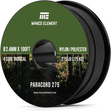 2.4Mm Paracord 275LBS 100FT Rope Cord - 4 Strand, Nylon  Polyester, Abrasion Re