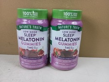2 Nature's Truth Low Dose Sleep Melatonin Gummies 1mg 60ct ea Cherry Pom 09-2027