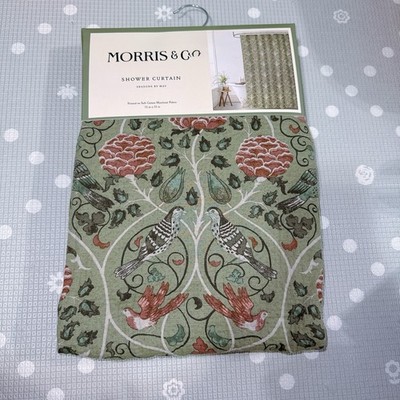 William Morris & Co Shower Curtain 72x72  Green Seasons By May Botanical Birds