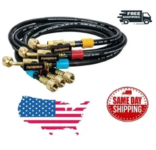 Fieldpiece HR3B Ball Valve Refrigerant Hose Set (3) with Color Tags - 1/4" x 1/4