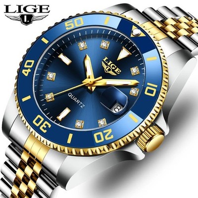 42MM LIGE Quartz Luxury Watch Analog Men's Stainless 30M Waterproof Luminous NEW