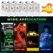 6x Mini Rgb Led Usb Car Interior Light Neon Atmosphere Ambient Lamp Accessories