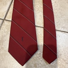 Vintage Yves Saint Laurent Mens Tie, Maroon with 2 small lines