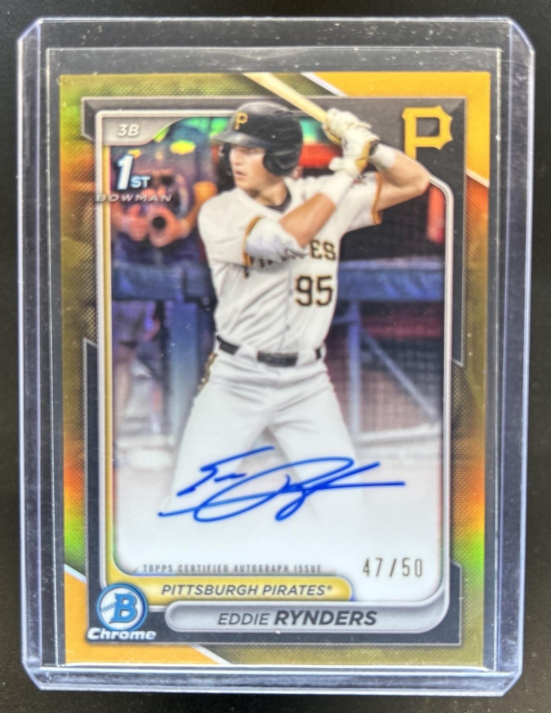 2024 Bowman Draft Eddie Rynders Chrome Auto Gold Refractor 1st #/50 Pirates