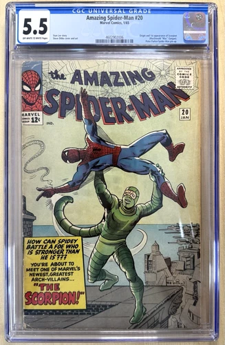 🕸 Amazing Spider-Man #20 CGC 5.5 Marvel 1965✨ Stan Lee Steve Ditko 1st Scorpion