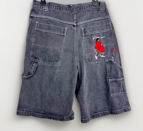 Vintage 90’s FUBU Platinum Fat Albert Shorts Black denim Size 38 - Picture 2 of 7