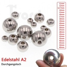 11-60mm Solide Edelstahl A2 Kugeln Rostfrei Perlen Durchgangsloch Stahlkuge Ball