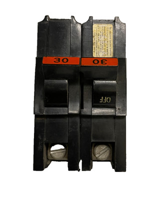 FPE Federal Pacific 2-Pole 30A  NC Breaker Stab Lok HACR Full Size 1-Inch