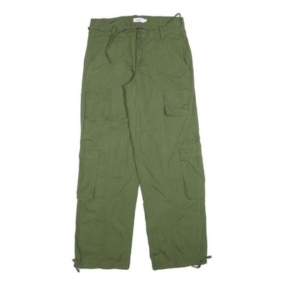 RUE21 Damen Relaxed Wide-Leg Cargo Hose Baumwollmix Olive W30 L32