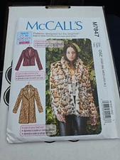 7847 MCCALLS PATTERN  COATS FUR  MISSES SIZES XSMALL SMALL  MED LARGE XLG  UNCUT