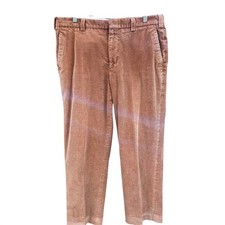 ORVIS Mens Tan Corduroy Pleated Dress Pants Brisbane Moss Fabric Size 36x30