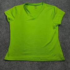 Athletic Works Womens V Neck Active T Shirt Lucky Lime Green Size L