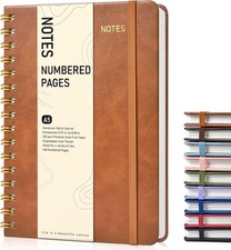 Lined Spiral Journal Notebook, A5 Hardcover Spiral Journals for Women Men, 150 N