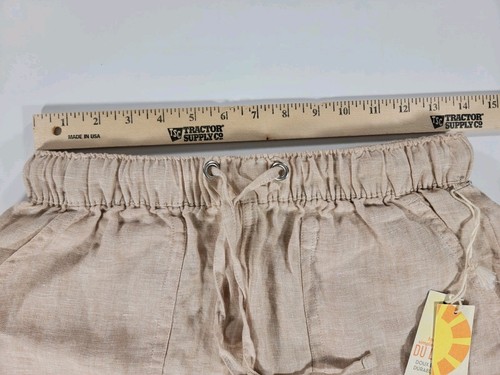 NWT C&C California Women's Small 100% Linen Pull On Elastic Waist Shorts Beige - Picture 8 of 8
