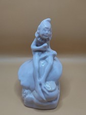 Belleek Porcelain Ivory Gnome Leprechaun Sitting On Mushroom Figurine Ireland