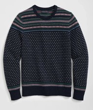  XL Brooks Brothers Men  s Wool-Alpaca Crewneck Sweater in Fair Isle Jacquard