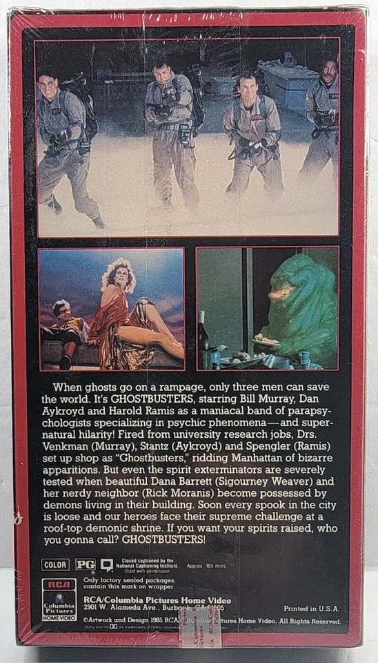 Vintage 1985 GHOSTBUSTERS Red Border RCA Sealed VHS Promo w/Watermarks - Image 2 of 4