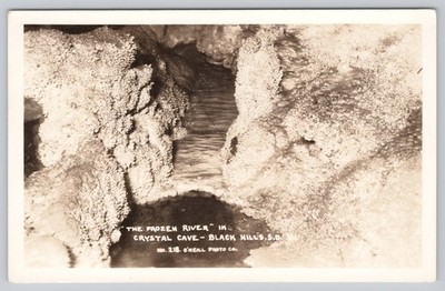 Crystal Cave Black Hills South Dakota Frozen River Cavern RPPC Photo Postcard