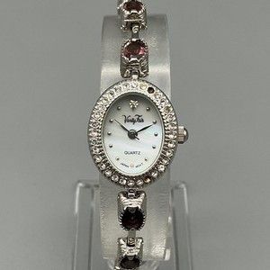 Vanity Fair Women\'s Watch Silver Tone Pink Cats Eye MOP Crystals New Battery 6\