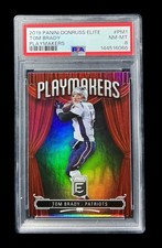 2019 panini donruss elite #PM1 tom brady; playmakers SP holo insert PSA 8