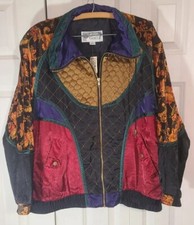 Vtg Nos Giacca Sport Ladies Bomber S Jacket Track Baroque Black Green Purple Red