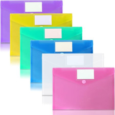 6 Pack Plastic Poly Filing Envelopes, Clear Document Folders US Letter A4 Size F